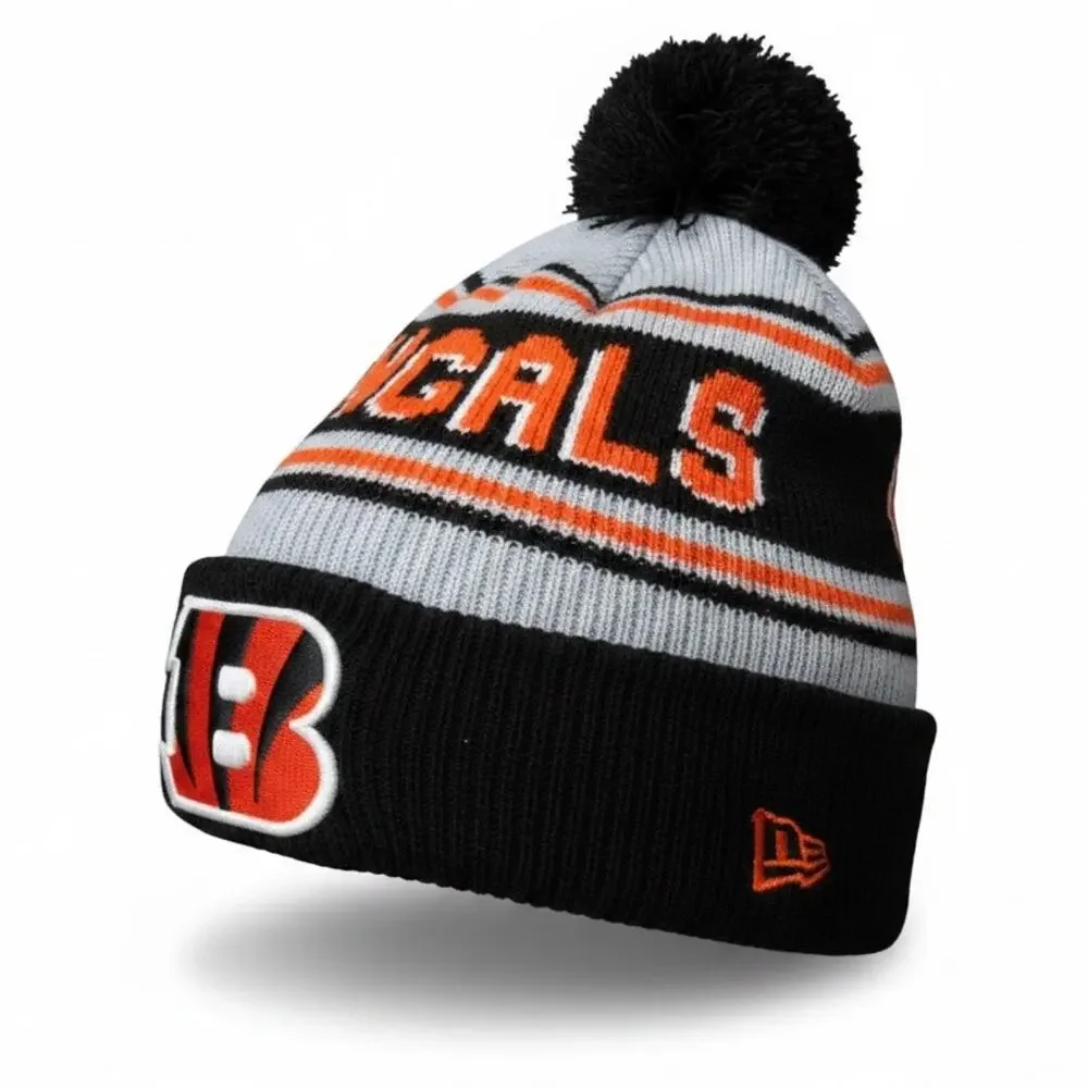 Cincinnati Bengals New Era Beanie Knit Pom Winter NFL Team Hat Black Orange